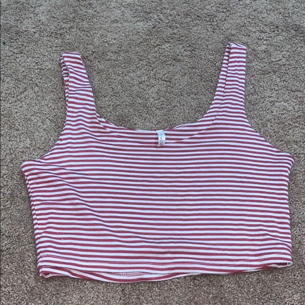 Red and White Striped Crop top